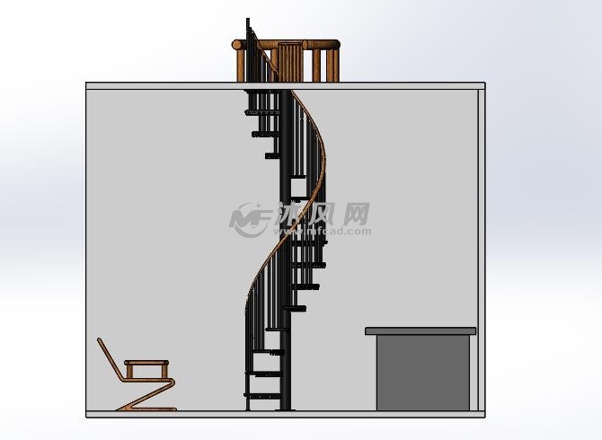 复式房螺旋楼梯模型sw建模