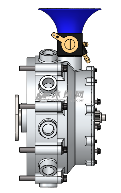 九缸星型发动机涡轮增压机与减速箱 - 零部件模型图纸 - 沐风网