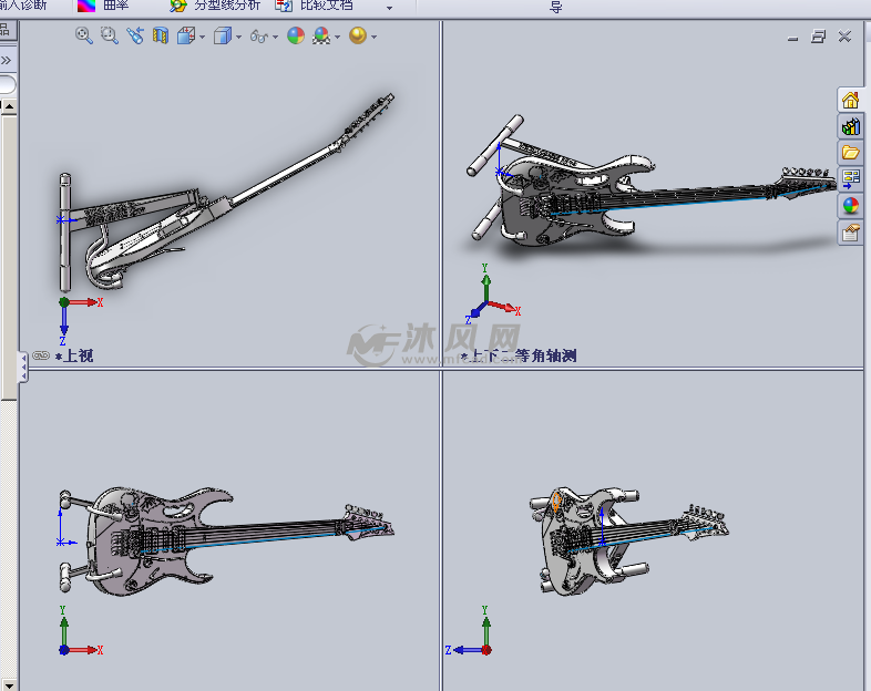 音乐使用的吉他设计模型三视图
