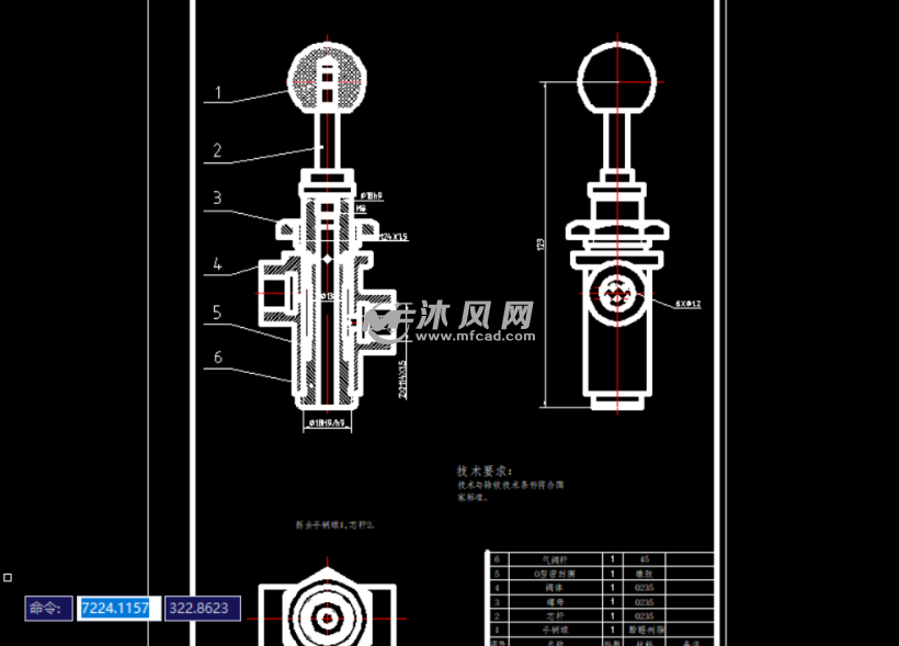 手动气阀cad图纸