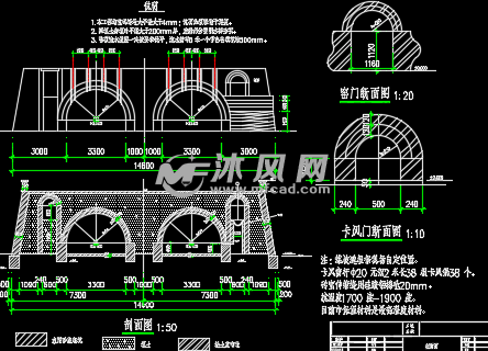 某地烧砖厂砖窑建筑施工图 结构图纸 沐风网