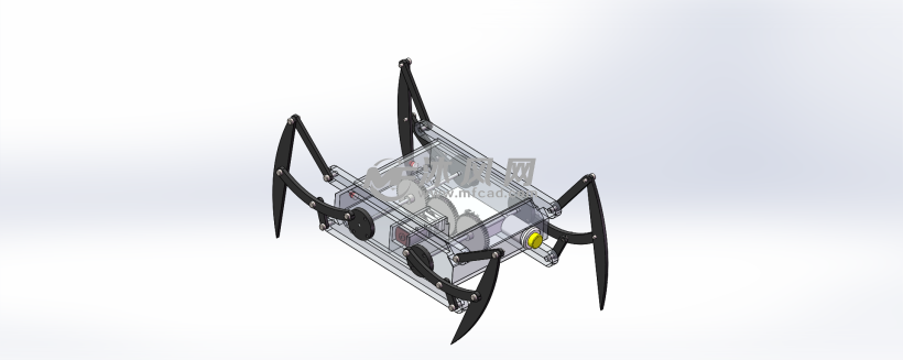蜘蛛四足仿生机构 - 机器人模型图纸 - 沐风网