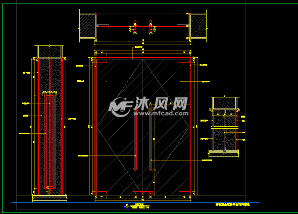 常用门表详图卫生间地弹门节点做法