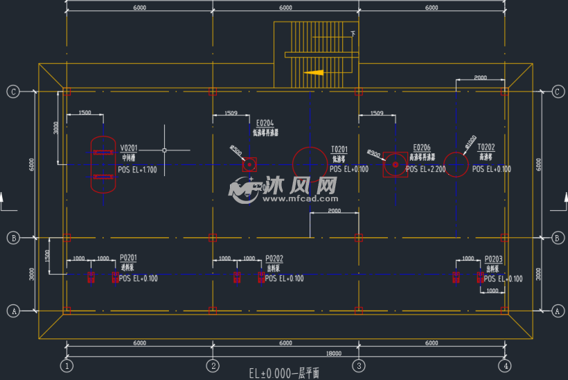 电石法氯乙烯精馏工段设备平面布置图