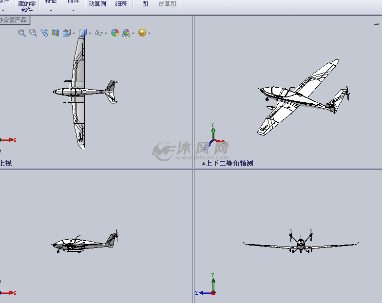 电动飞机设计模型 - 航空航天图纸 - 沐风网