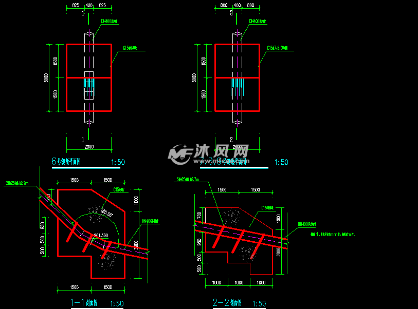 压力管道镇墩平剖面图