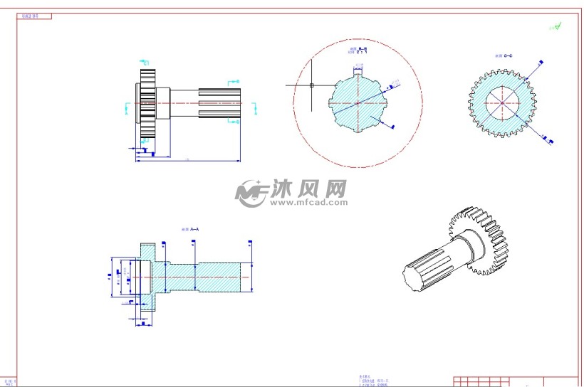 齒輪花鍵軸-第一軸