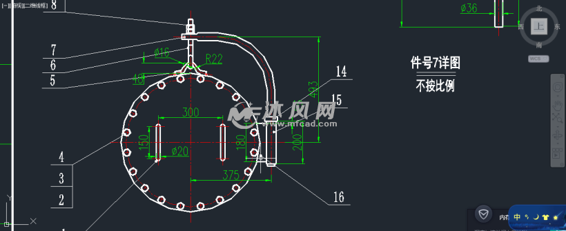 垂直吊盖板式平焊法兰人孔dn500 - 其他压力容器配件图纸 - 沐风网