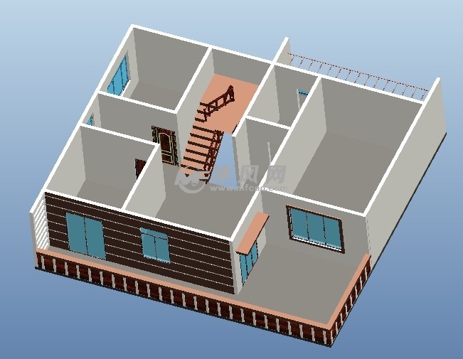 农村实用两层别墅 - 建筑模型图纸 - 沐风网