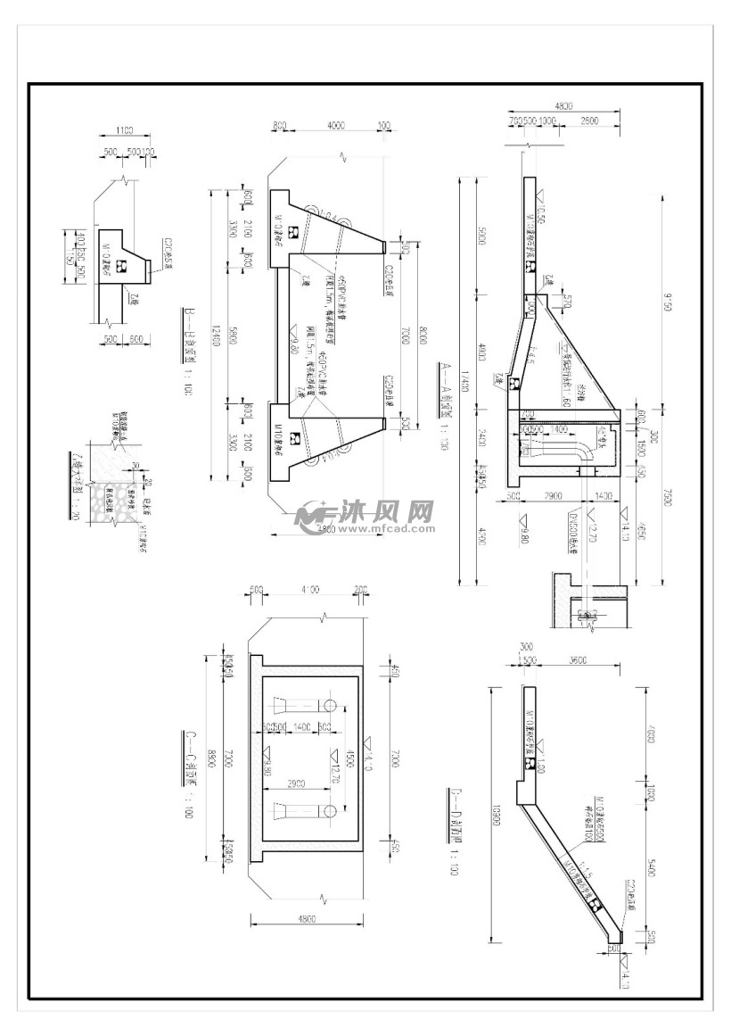 河道取水泵站施工 引调水工程图图纸 沐风网