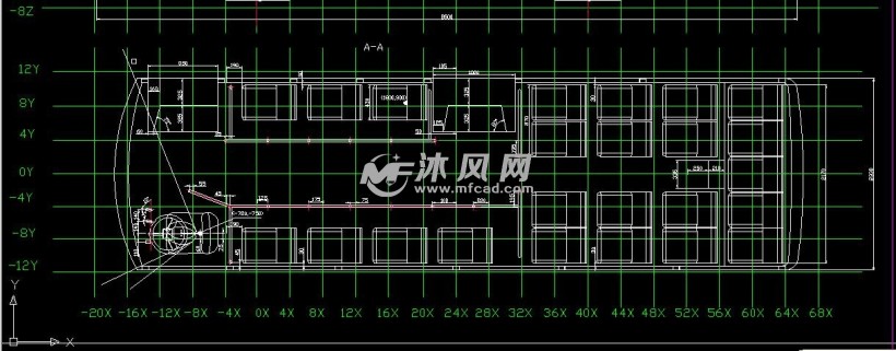 城市公交内部结构 内部俯视图