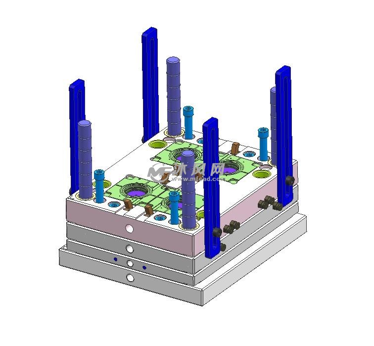 化妆品内盖前后模扣位模具结构图