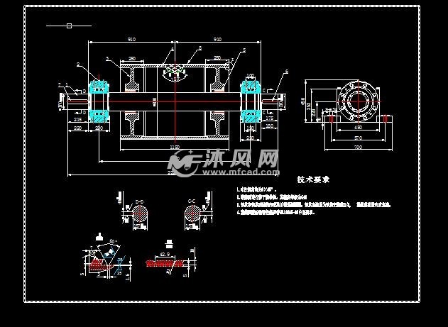 传动滚筒φ170结构图