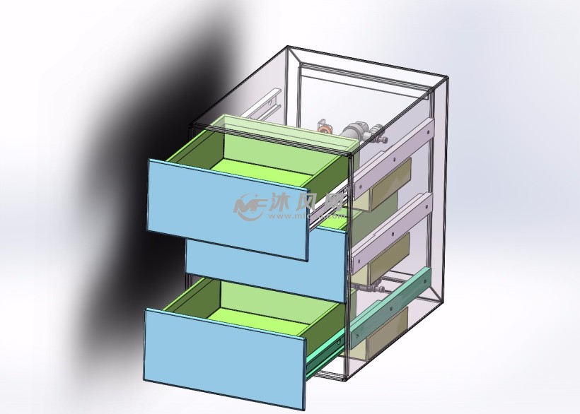 作业不同零件三层抽屉