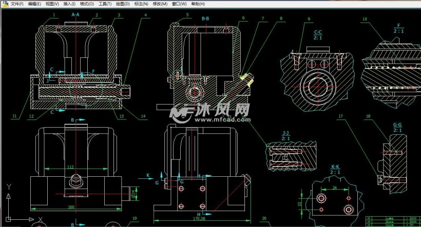 工业四爪固定夹紧铣床专用夹具 零部件模型图纸 沐风网