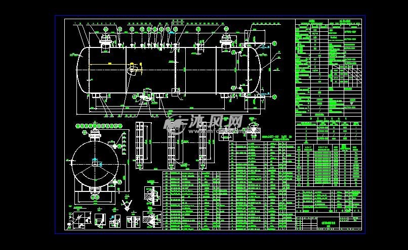 化肥厂氨水存储罐(卧式) - 储存压力容器图纸 - 沐风网