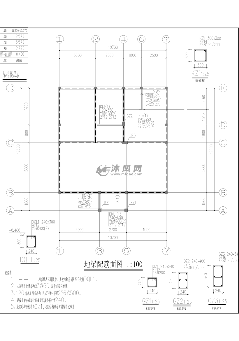 土建结构及配筋详细施工图