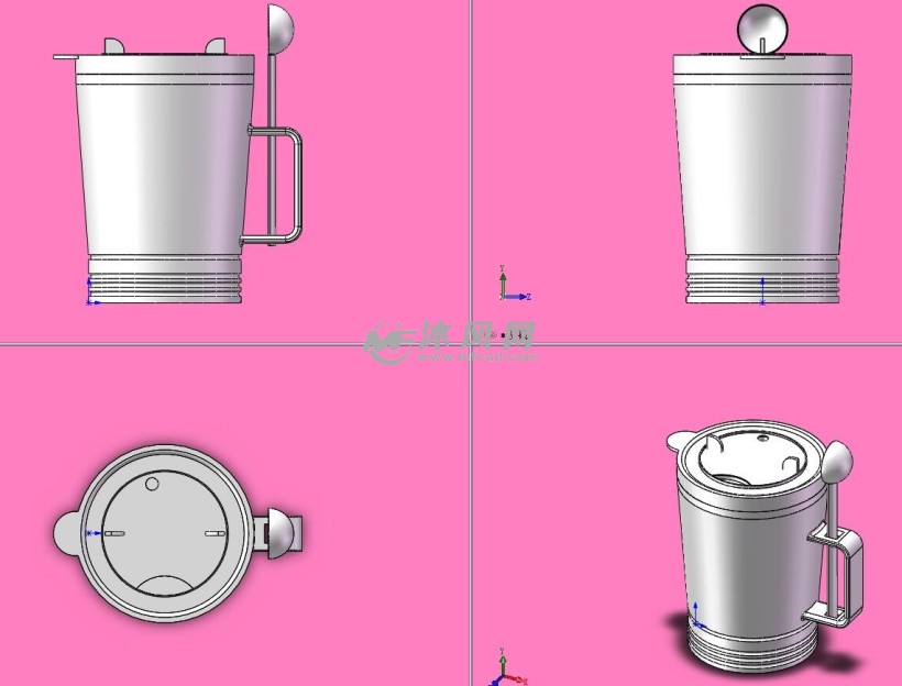 咖啡杯模型三视图