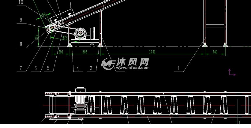 皮帶輸送機二維圖