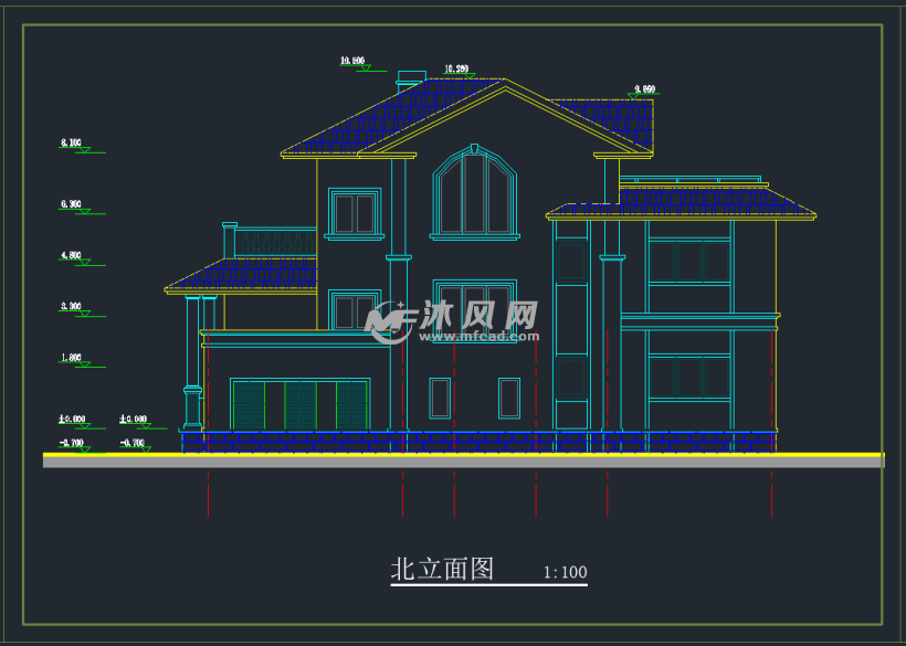 别墅北立面图