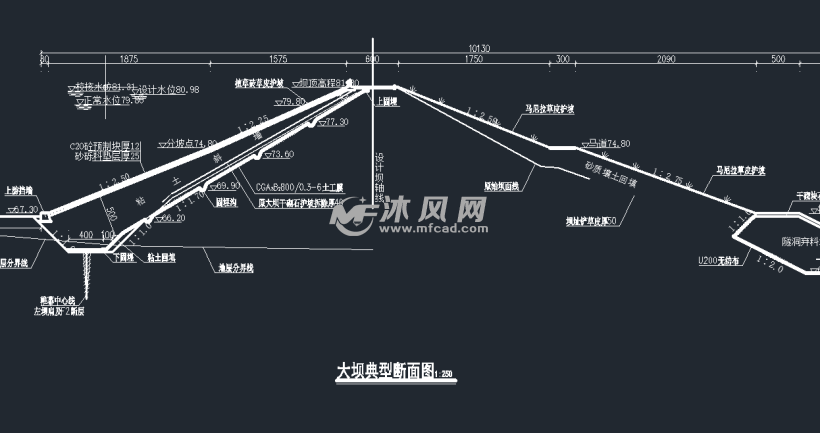 重力坝横断面图图片