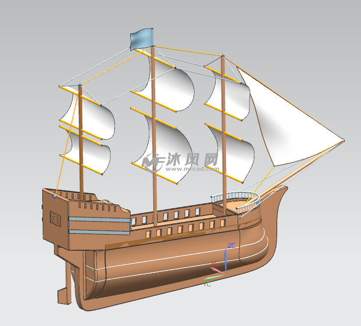 海盗船三维模型设计 - 海洋船舶图纸 - 沐风网