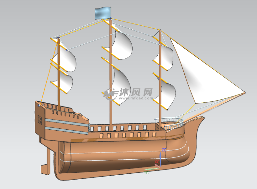 海盗船三维模型设计 - 海洋船舶图纸 - 沐风网