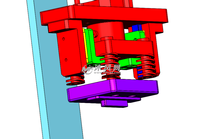 压合机构局部视图-弹簧机构