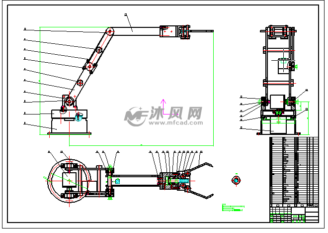 3自由度抓取机械手 机器人模型图纸 沐风网