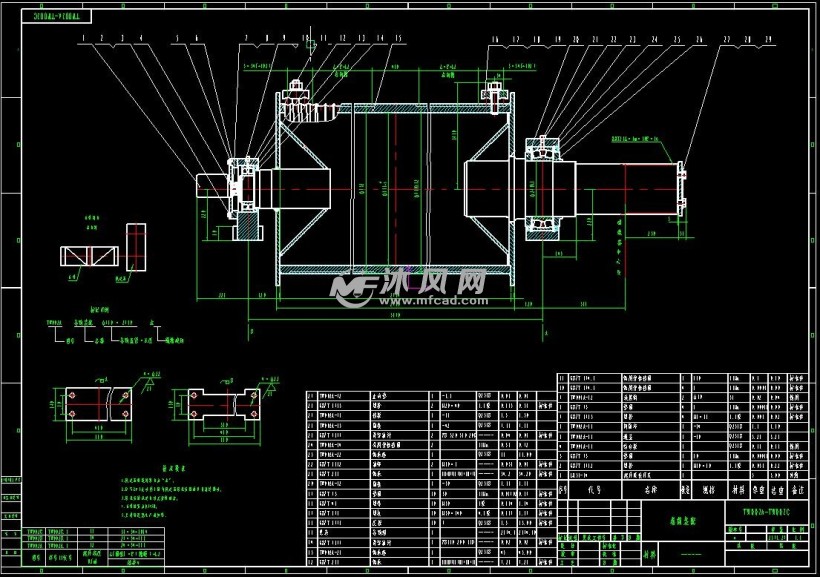 75t起升机构用卷筒装配图纸