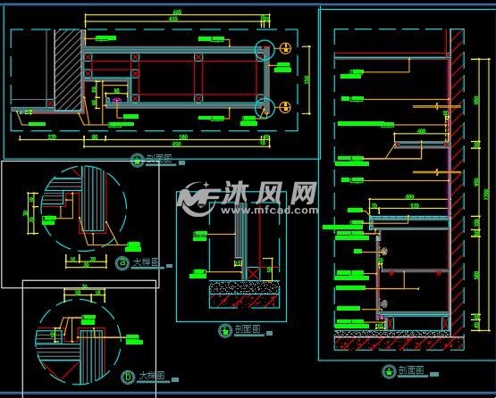 时尚花店cad施工图 效果图 - cad建筑图纸 - 沐风网