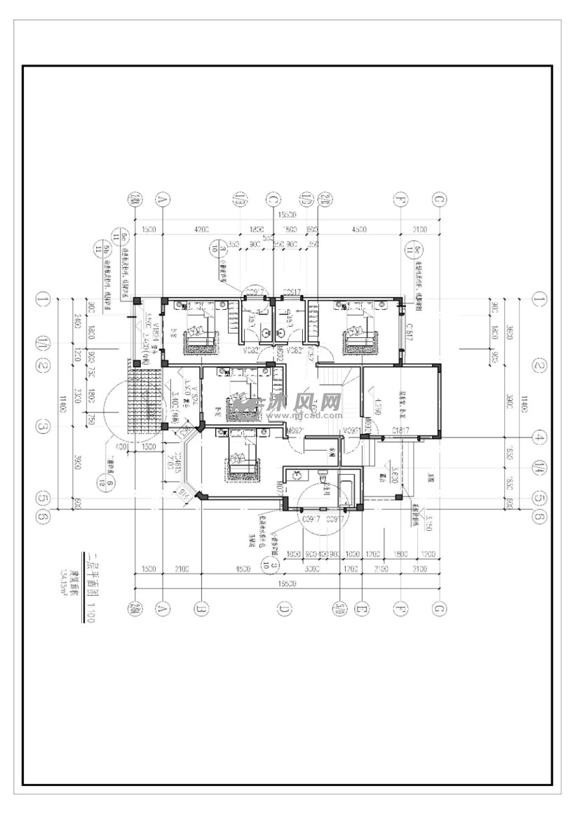 欧式别墅 二层平面图