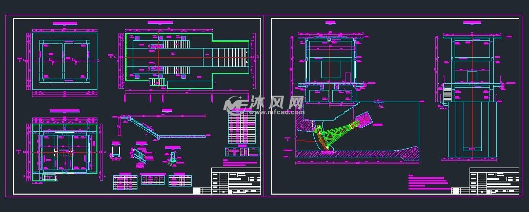 冲沙底孔结构施工设计图 闸门启闭机图图纸 沐风网