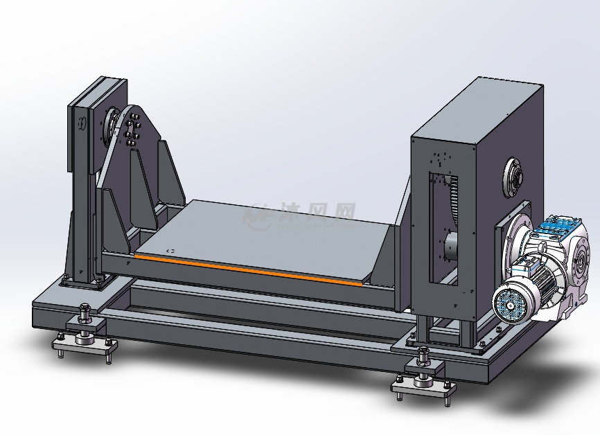 此翻转台承重3吨,可实现360度旋转,动力采用三相异步减速电机,传动