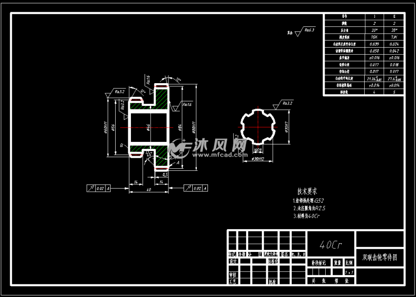 双联齿轮零件图