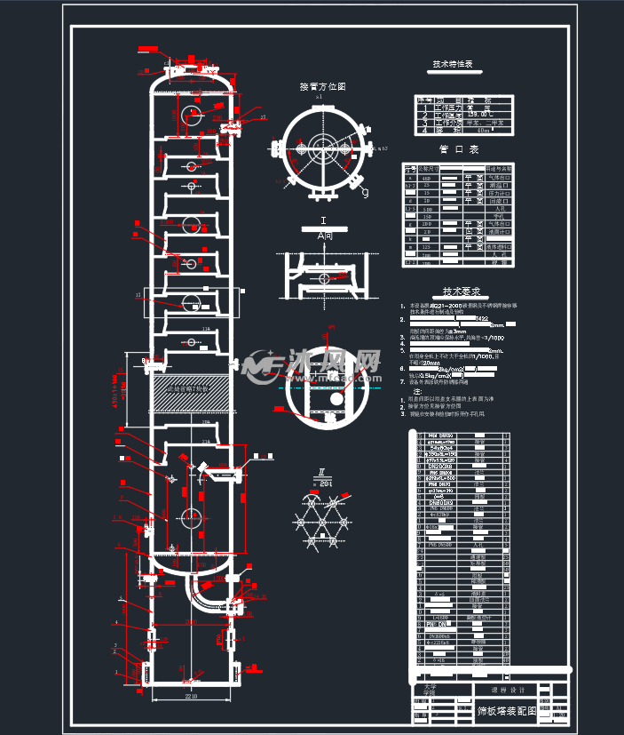塔板精馏塔 - 反应压力容器图纸 - 沐风网