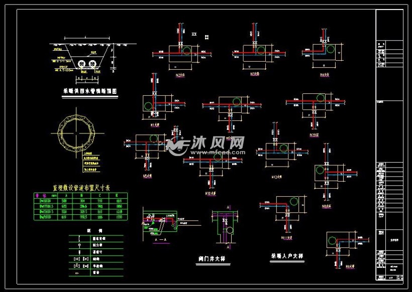 某小区室外给排水管网施工图设计 - cad建筑图纸 - 沐风网