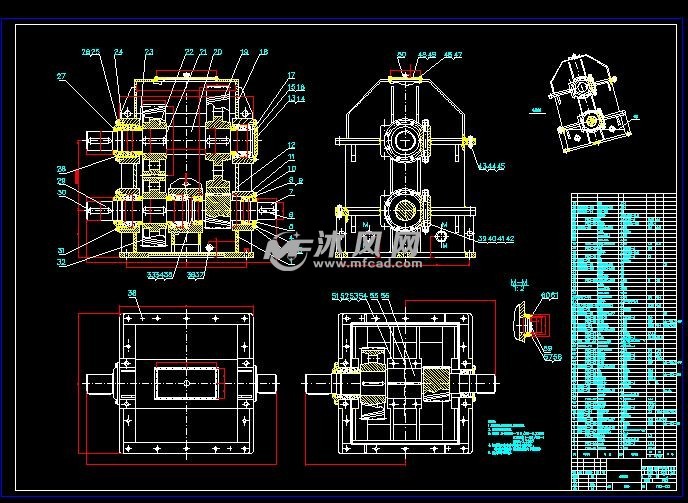热轧机非标分齿传动箱结构图