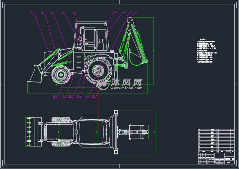 两头忙挖掘装载机 - 工程机械/建筑机械图纸 - 沐风网