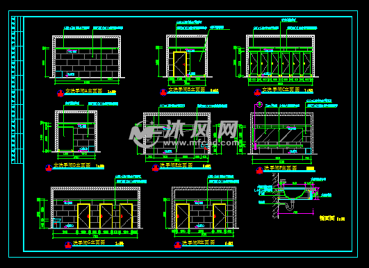 公共區衛生間立面圖 - 建築模型圖紙 - 沐風網