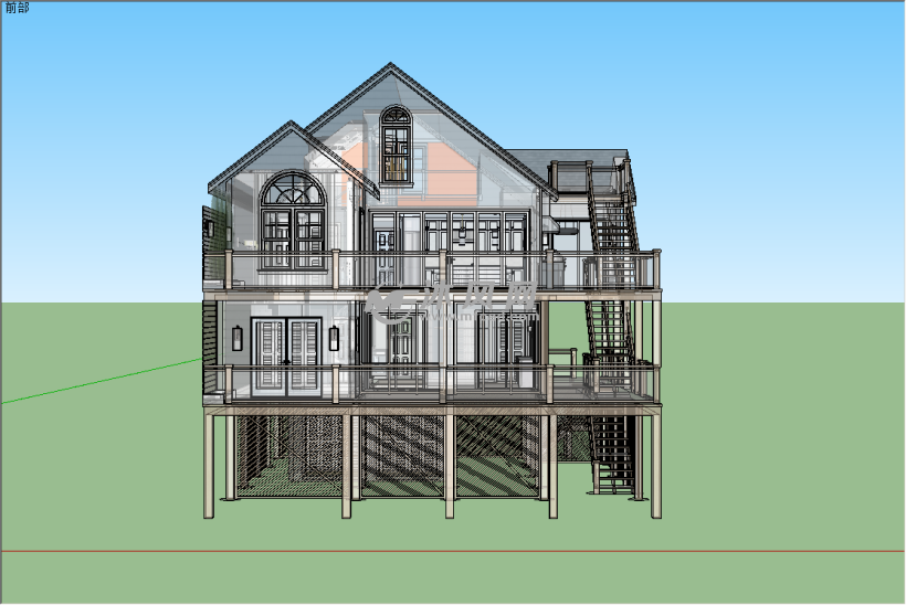 房屋建筑模型三视图图片