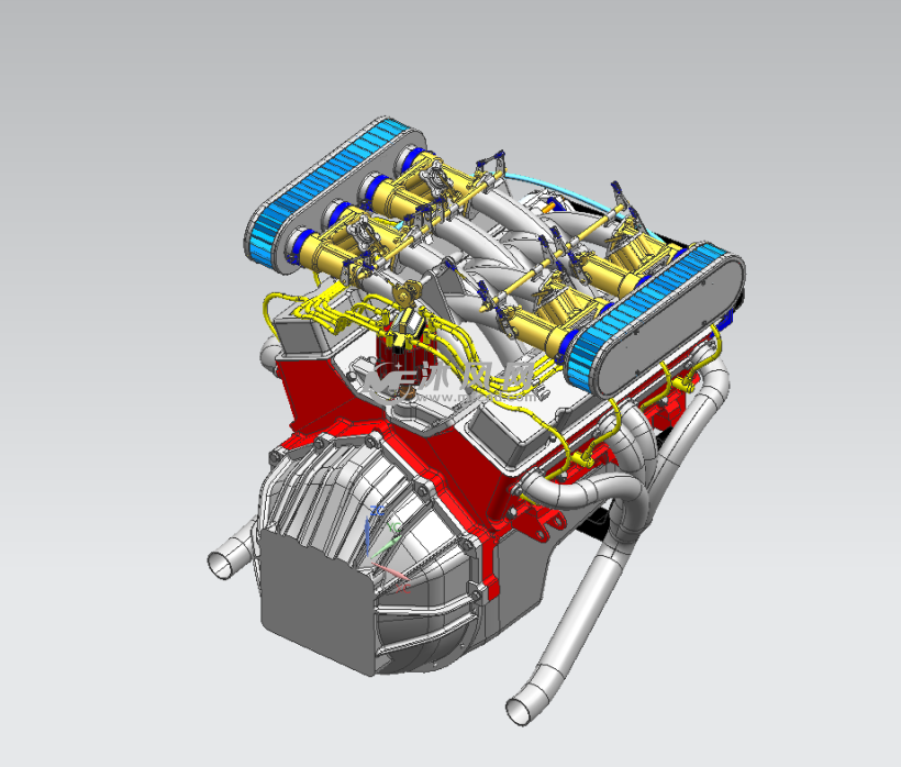 v8发动机3d模型设计 