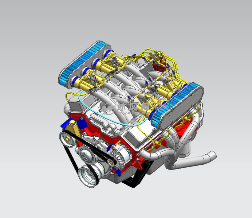 v8发动机3d模型设计