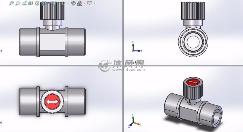 bbpts - 滚花型球阀 - pt外螺纹三视图