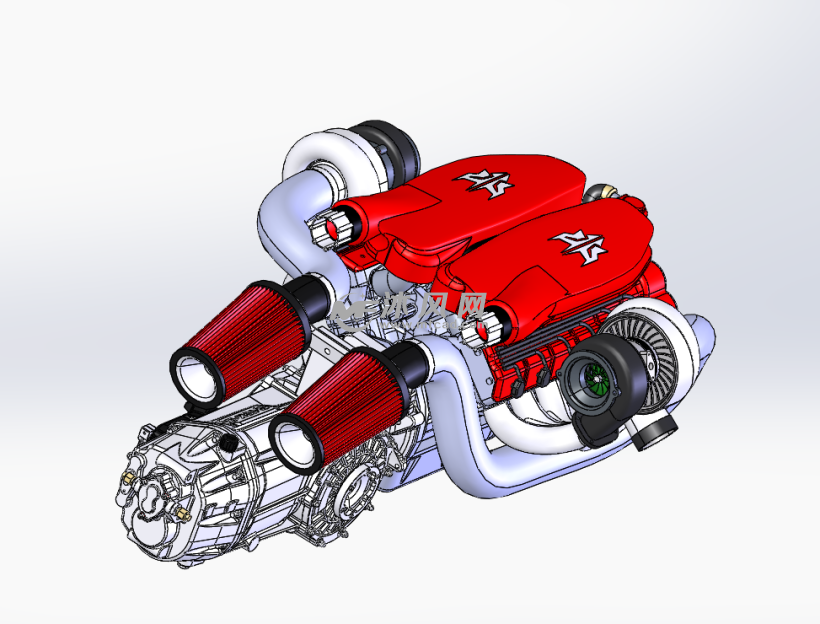双涡轮增压发动机设计图
