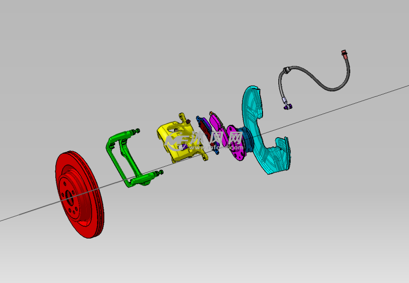 双缸制动卡钳刹车模型