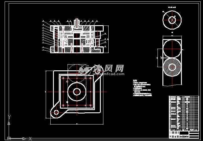 压延圈冲孔落料模装配图