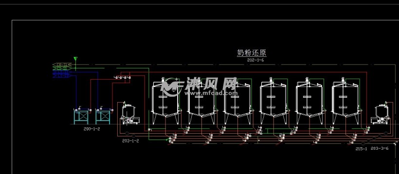 果奶調配系統工藝流程圖 - 食品機械圖紙 - 沐風網