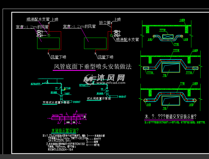 风管底面下垂型喷头安装做法