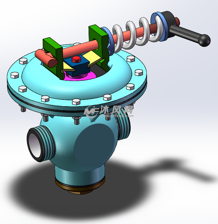 减压阀(三维练习专用 含图纸) - 阀体图纸 - 沐风网